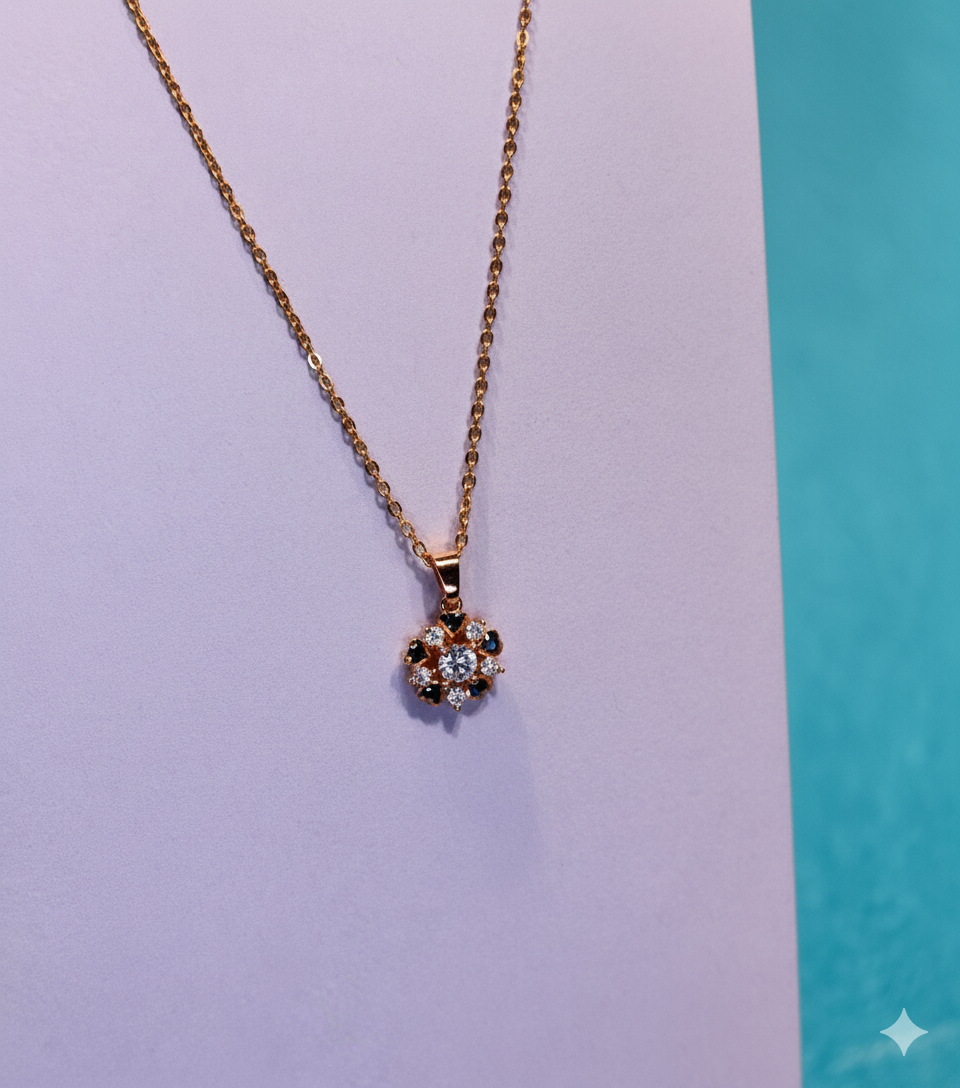 Two-Tone Floral Pendant Necklace