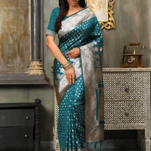Teal Green Banarasi Silk Saree