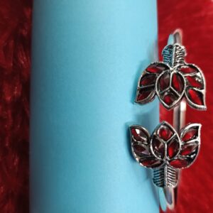 Oxidized Ruby Flower Bracelet